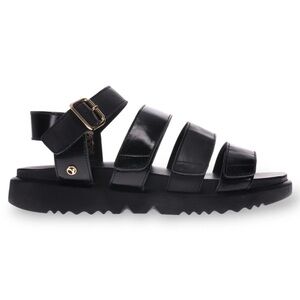 REVERE COSTA RICA BLACK 4-STRAP WOMEN'S LEATHER SANDAL‎ NIB Size 10W